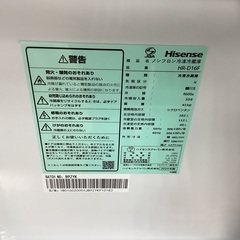 【安心保証付き】2ﾄﾞｱ冷蔵庫 Hisense HR-D16F 2024年製の画像