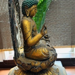 木彫釈迦阿弥陀如来坐像　高さ約60cm 仏教美術　木彫 仏像 金塗の画像