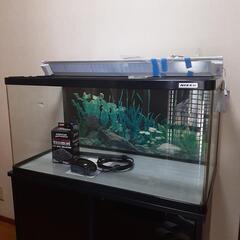 ガラス大型水槽　90cm　キャビネット　セット　　の画像