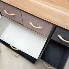 ファブリックチェスト ワイド 3段 布引出 衣類収納 の画像