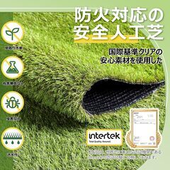 新品　複数在庫有り (2x10m, ナチュラルグリーン)人工芝 ロール 2mx10m リアル感 芝丈20mm 高耐久 透水タイプ 防草シート 48本ピン付き ナチュラルグリーンの画像