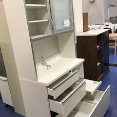 ★リユースのサカイ横浜南店★YM1324 高橋木工所 食器棚 ホワイト W101×D51×H191 クリーニング済みの画像