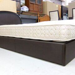 ベッド シングルベッド マットレス付き 引出し付き 収納 木製 ブラウン ベット 寝具 家具 札幌市 厚別区の画像