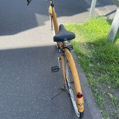 自転車　No.397　オレンジ　シティサイクル　27インチ　※前後振れあり 【リサイクルショップどりーむ荒田店】の画像