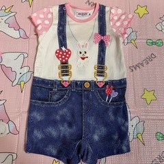 ミキハウス ロンパース 3点セット　まとめ売り　サイズ80 女の子　夏　半袖の画像