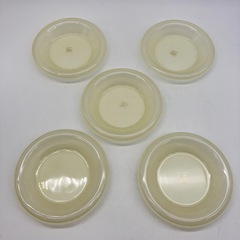 stp-3313未使用品　アダム&イヴ　プレート　5点セット　イエロー系　日本製　小皿　取り皿　シンプル　ガラス　洋食器　たち吉　橘吉　の画像