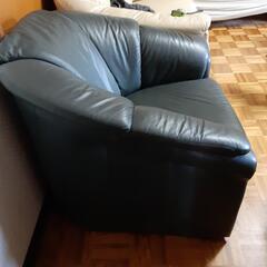 ソファ一人用　本革　深緑の画像