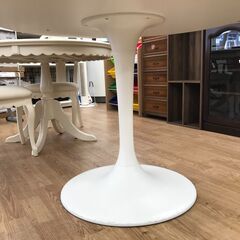 ★リユースのサカイ春日部店★KJ11089 IKEA 丸テーブル ホワイト H74×W100×D100 クリーニング済みの画像