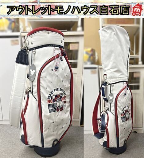 Diseny ディズニー ミニーマウス キャディバッグ 8.5型 4分割 白 ホワイト ゴルフバッグ ☆ 札幌市 白石店