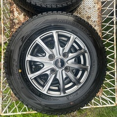 軽トラ　軽バン　145 80 R12  スタッドレスタイヤ4本　アルミホイール付きの画像
