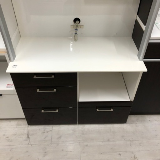 レンジボードスライド扉ダークブラウン×ホワイト【トレファク堺福田店】