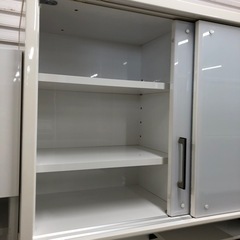 レンジボードサンモアスライド扉ホワイト×ブラウン【トレファク堺福田店】の画像