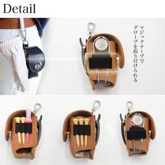 ゴルフボールケース　マーカー付き　セット品　2WAY ブラウン　革製品　カラナビの画像