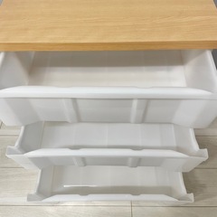 3段ウッドトップチェスト　プラケース　衣装ケースの画像