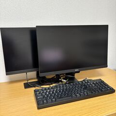 📦【マルチディスプレイPCセット】Core i7/メモリ8GB/SSD2TB/モニター2台/メカニカルキーボード 引き取り限定・バラ売り不可の画像