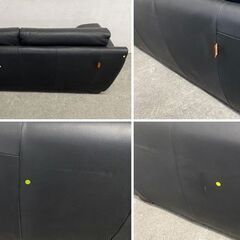 Forme/フォルメ 3人掛け ソファ 本革 黒 アンティーク モダン エレガント オシャレ イタリア製 ブラック 中古家具 店頭引取歓迎 R9824の画像