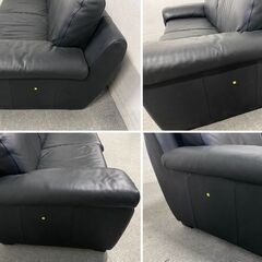 Forme/フォルメ 3人掛け ソファ 本革 黒 アンティーク モダン エレガント オシャレ イタリア製 ブラック 中古家具 店頭引取歓迎 R9824の画像