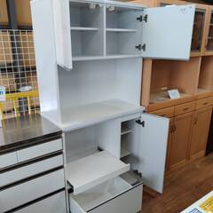 【愛品倶楽部柏店】土井インテリヤ 2枚扉キッチンボード セル90 OP 幅90cm モイス 国産の画像