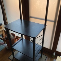 美品 レンジ台 ハイタイプ 60cm幅 4段 スライド棚 キッチン収納 レンジ台 レンジラックの画像