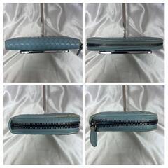 ボッテガヴェネタ イントレチャート ラウンドファスナー長財布 ライトブルー　Bottega Veneta の画像