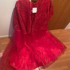 新品　4L　レッド　赤　シアー　チュール　レース　ドレス　の画像