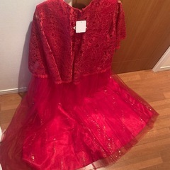 新品　4L　レッド　赤　シアー　チュール　レース　ドレス　の画像