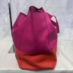 セリーヌ ホリゾンタルカバピンクオレンジレザートートバッグ CELINEの画像