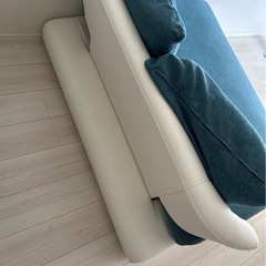 カーサカーサ　ファブリック×レザーソファ　ブルー　ホワイト　布　革ソファの画像
