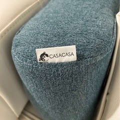 カーサカーサ　ファブリック×レザーソファ　ブルー　ホワイト　布　革ソファの画像