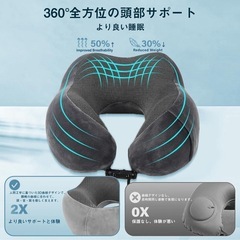 【新品】ネックピロー U型 飛行機 夜行バスに最適 旅行用 カバー洗濯可サイズ調節可 収納簡単 コンパクト 持ち運び便利 海外旅行 快適グッズ 便利グッズ 長距離ドライブの画像