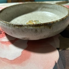 クリーム色の花模様の皿 約16cmの画像