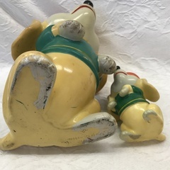 ⭐︎ドリーム2号館⭐︎昭和レトロ 三和銀行/ベレー帽犬/ソフビ貯金箱/2体セット　※ダメージ有の画像