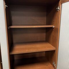木製 食器棚 収納棚 ブラウン 幅60cm×奥行40cm×高さ180cm の画像