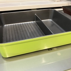 スクエアパン　四角いフライパン　溝付きグリルパン（グリーン）の画像