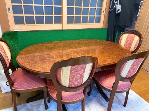 高級木製テーブルセット(椅子4脚)
