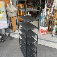 布張り　8段　オープンシェルフ　W570 D280 H1400 カラー: ブラック インテリアラック シンプル 中古品 ③の画像