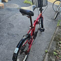 リサイクルショップどりーむ天保山店　No354　折りたたみ自転車　シティサイクル　20インチ　レッドカラーの画像