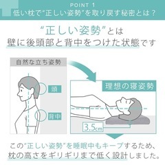 眠っている間に姿勢を取り戻す3.5センチ低い枕の画像
