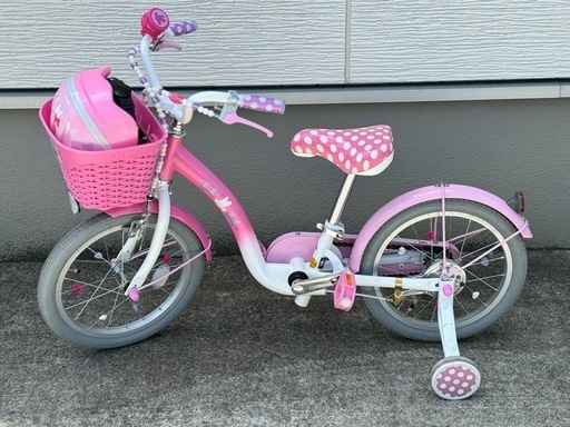 16インチ幼児用自転車＋ヘルメット ミニーマウス