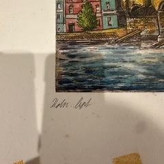 チェコ　プラハ城　カレル橋　絵画　水彩画　風景画の画像