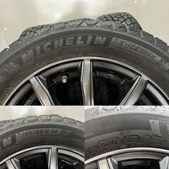 【MICHELIN X-ICE SNOW 155/65R14】スタッドレス【Weds TEAD 14インチ 4.5J4HPCD100+45】23年製 バリ溝 タント ワゴンR スペーシア(STB009)の画像