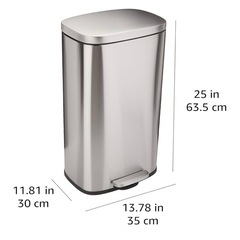 ゴミ箱 30L(30リットル) ソフトクローズ 静音 ふた付き ペダル付き スチール製 サテンニッケル おしゃれ 長方形の画像
