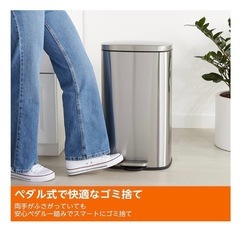 ゴミ箱 30L(30リットル) ソフトクローズ 静音 ふた付き ペダル付き スチール製 サテンニッケル おしゃれ 長方形の画像