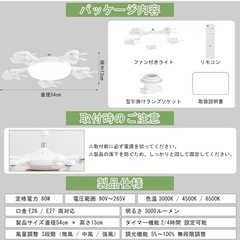 【新品未開封】2025年最新 ドローン風デザイン シーリングファンライト 5枚羽根ファン付き照明 省エネ80W E26口金 6000lm 無段階調光 3色切替 3段階風量 2/4時間タイマー DCモーター 静音 空気循環 8〜10畳対応 リモコン＆角型引掛けシーリング付き 簡単取付の画像