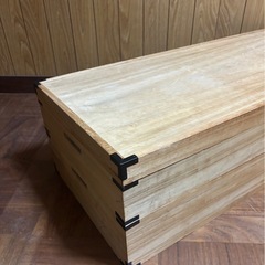 衣装箱 2段 和洋服収納 桐箱 蓋つき 衣装ケース 140x40x30cmの画像