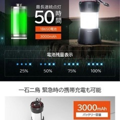 LEDランタン キャンプランタン 懐中電灯 USB充電式 キャンプライト　
キャップ用品の画像