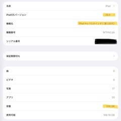 iPad Pro 12.9インチ 第３世代 256GB WiFiモデルの画像
