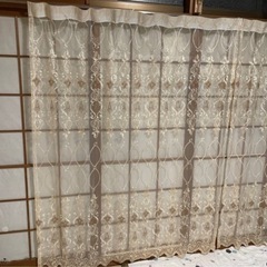 北欧風 豪華 レースカーテン 【透け感あり】 刺繍 通気性 花柄 目隠し効果 通気性 リビング (幅150cm丈176cm 2枚組, ベージュ)の画像
