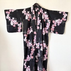 レディース 浴衣 黒 ピンク 桜柄 お祭り 大人の画像