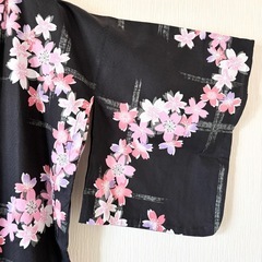 レディース 浴衣 黒 ピンク 桜柄 お祭り 大人の画像